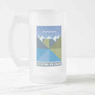 NEW ZEALAND KIWI QUEENSLAND SOUTH ISLAND FROSTED GLASS BEER MUG