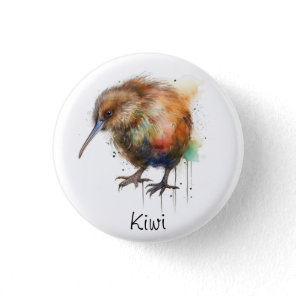 New Zealand Kiwi watercolor  Button