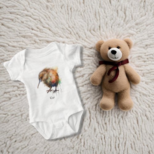 New Zealand Kiwi watercolor customizable Baby Bodysuit