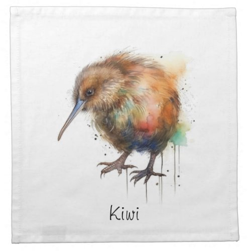 New Zealand Kiwi watercolor customizable  Cloth Napkin