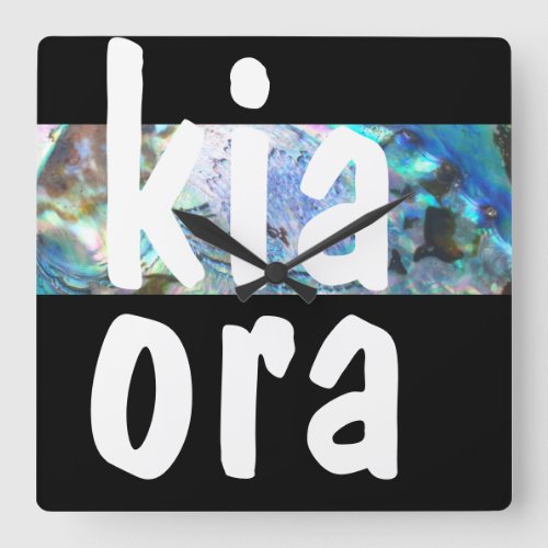 NEW ZEALAND KIWIANA ART PAUA KIA ORA MAORI NZ KIWI SQUARE WALL CLOCK