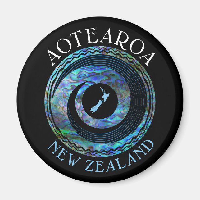NEW ZEALAND KORU MAP PAUA MAGNET (Front)