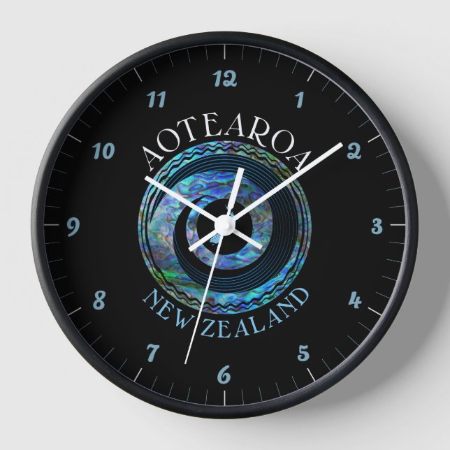 NEW ZEALAND KORU PAUA CLOCK (Front)