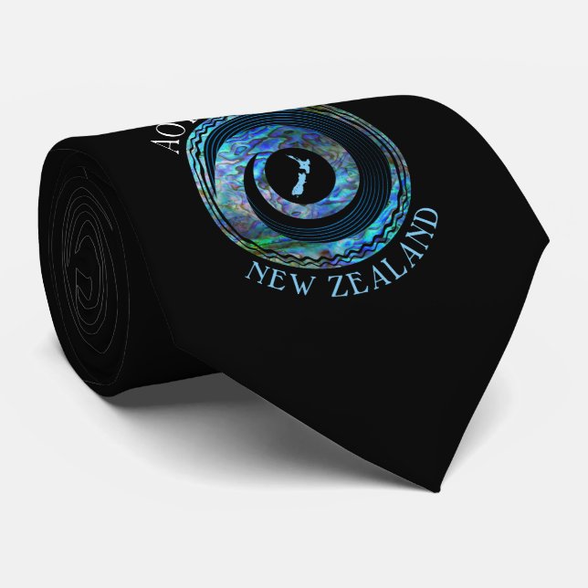 NEW ZEALAND KORU PAUA NECK TIE (Rolled)