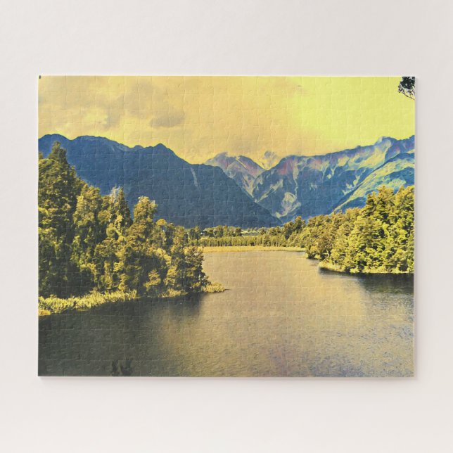 New Zealand Lake Matheson South Island Jigsaw Puzzle (Horizontal)