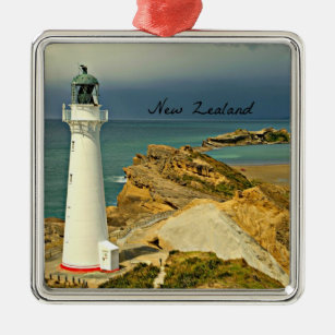 New Zealand Landscape with Lighthouse Metal Ornament
