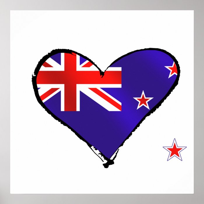 New Zealand love heart flag gifts Print
