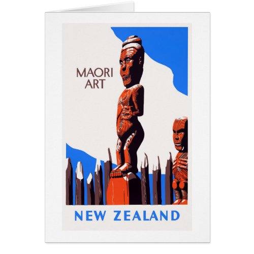 New Zealand Maori Art Vintage Poster Restored