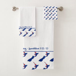 NEW ZEALAND MAP Customized Christian Scripture Bath Towel Set