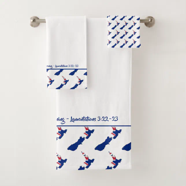 NEW ZEALAND MAP Customized Christian Scripture Bath Towel Set Zazzle