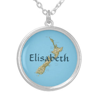 New Zealand Map + Name Necklace
