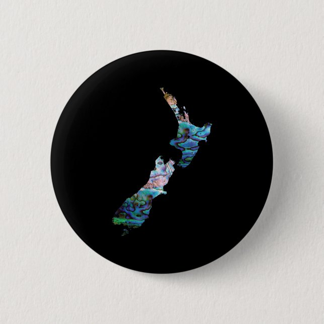 NEW ZEALAND MAP PAUA BUTTON (Front)