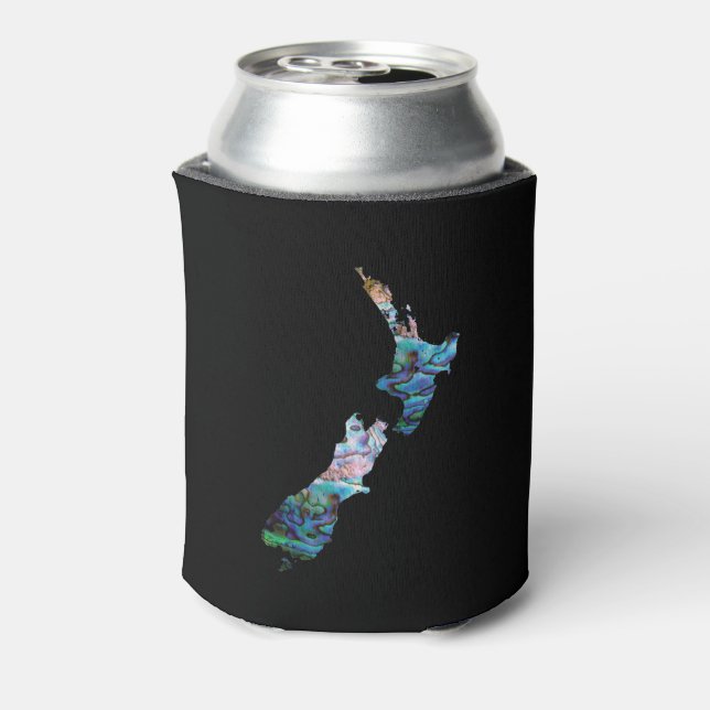 NEW ZEALAND MAP PAUA CAN COOLER (Can Back)