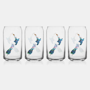 NEW ZEALAND MAP PAUA CAN GLASS