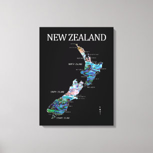 NEW ZEALAND MAP PAUA CANVAS PRINT
