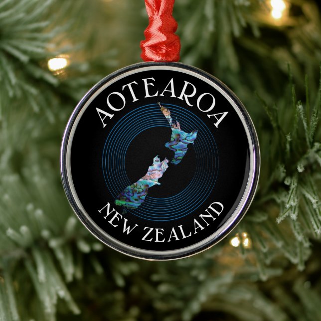 NEW ZEALAND MAP PAUA CHRISTMAS ORNAMENT (Tree)
