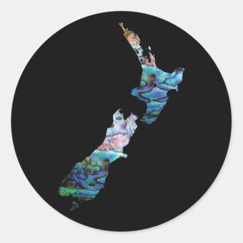 NEW ZEALAND MAP PAUA CLASSIC ROUND STICKER