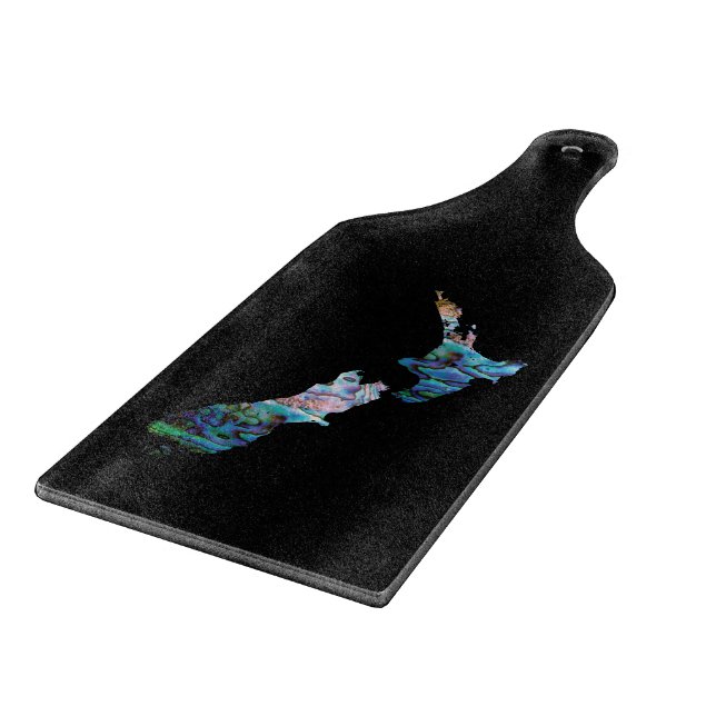 NEW ZEALAND MAP PAUA CUTTING BOARD (Corner)