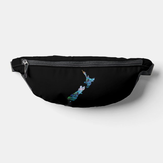NEW ZEALAND MAP PAUA FANNY PACK (Lay Down)