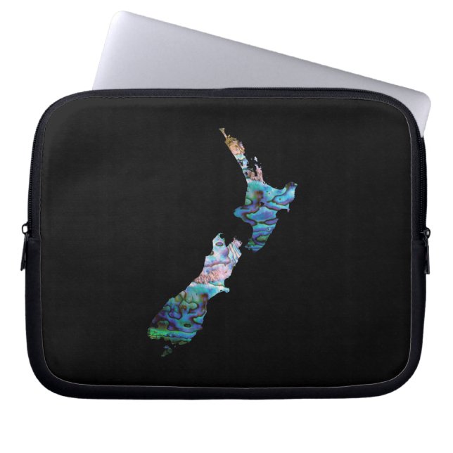 NEW ZEALAND MAP PAUA LAPTOP SLEEVE (Front)