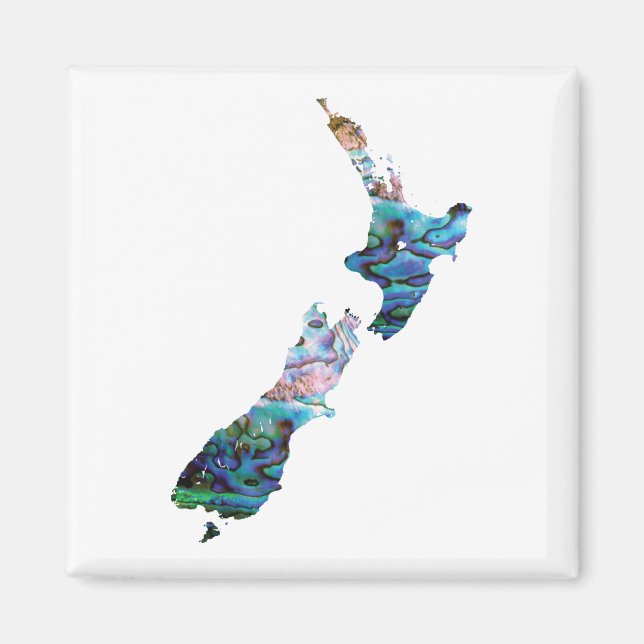 NEW ZEALAND MAP PAUA MAGNET WHITE (Front)