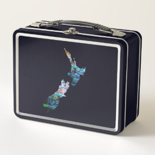 NEW ZEALAND MAP PAUA METAL LUNCH BOX