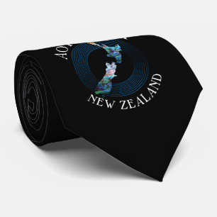 NEW ZEALAND MAP PAUA NECK TIE