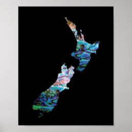 NEW ZEALAND MAP PAUA POSTER