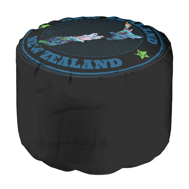 NEW ZEALAND MAP PAUA POUF (Angled Front)