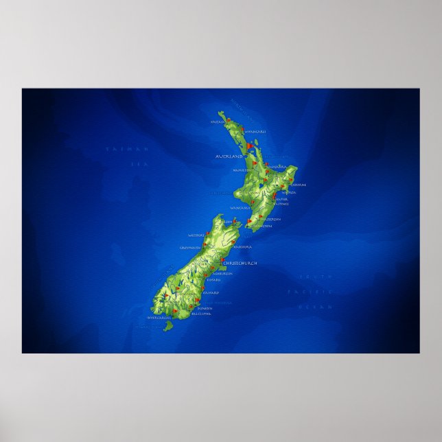 New Zealand Map Poster (Front)