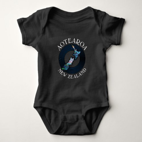 NEW ZEALAND MAP RINGS PAUA BABY BODYSUIT