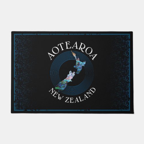 NEW ZEALAND MAP RINGS PAUA DOORMAT