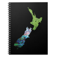 NEW ZEALAND MAP SIMPLE PAUA AND FERNS