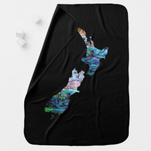 NEW ZEALAND MAP SIMPLE PAUA BABY BLANKET