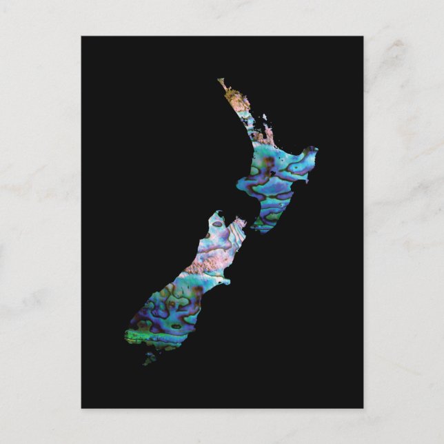 NEW ZEALAND MAP SIMPLE PAUA POSTCARD (Front)