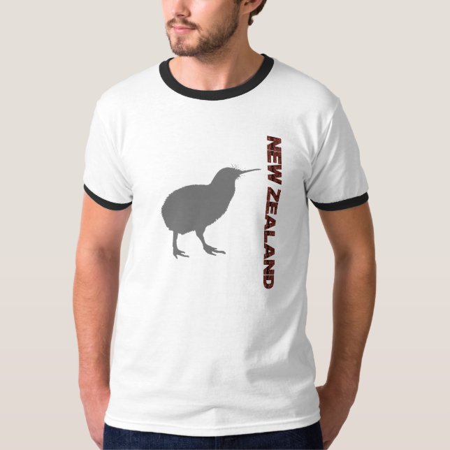 New Zealand Modern Kiwi Mens Ringer T-Shirt (Front)