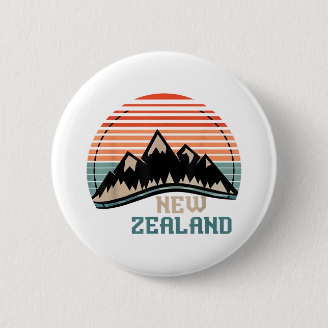 New Zealand Mountain Hiking Gift New Zealand Button (Front)