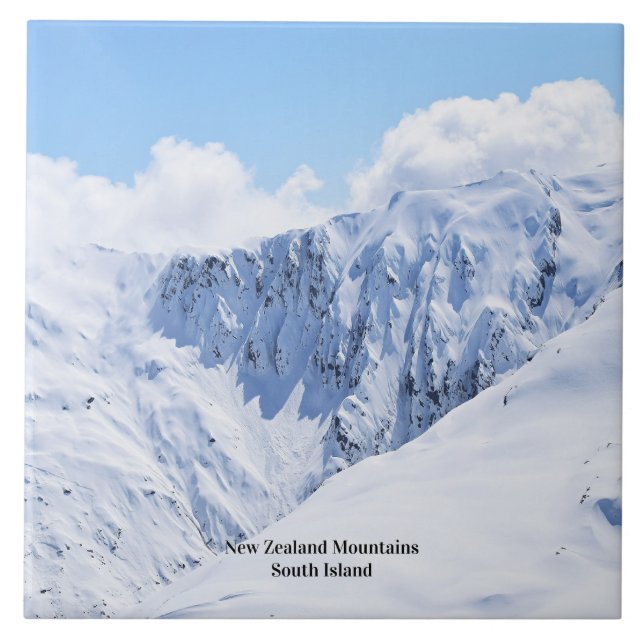 New Zealand Mountains, South Island, Ceramic Tile (Front)