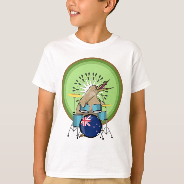 New Zealand Music Kiwi drummer T-Shirt (Front)