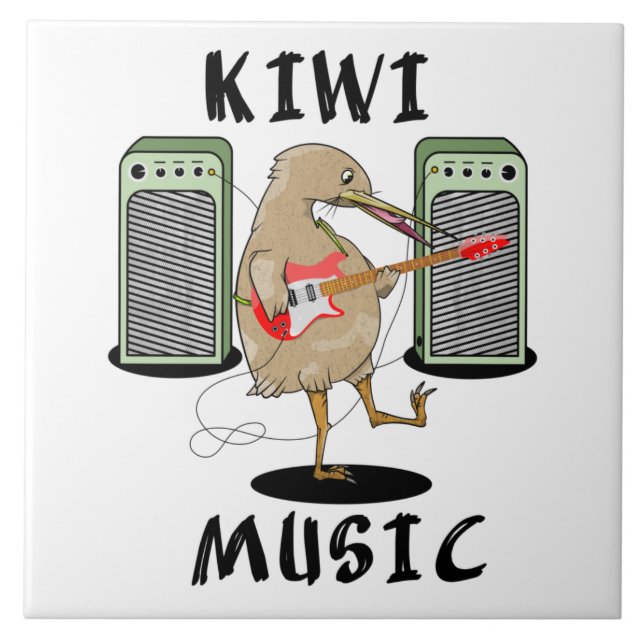 New Zealand Music Kiwi playing guitar Ceramic Tile (Front)