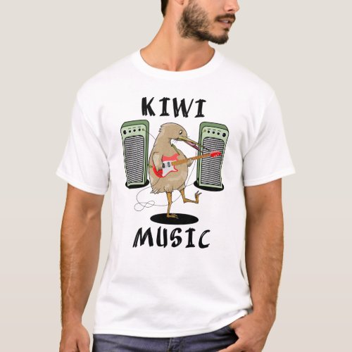 New Zealand Music Kiwi playing guitar T_Shirt