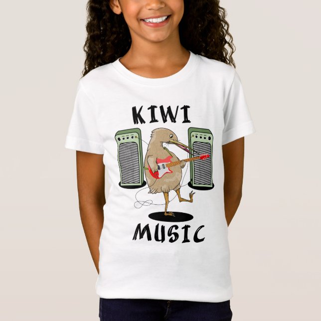 New Zealand Music Kiwi playing guitar T-Shirt (Front)