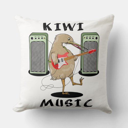 New Zealand Music Kiwi playing guitar Throw Pillow