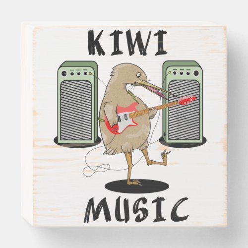 New Zealand Music Kiwi playing guitar Wooden Box Sign