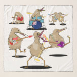 New Zealand Music Scarf<br><div class="desc">A NZ music themed design. Kiwi playing musical instruments, including a drummer, guitarist and bass player. A funny kiwi bird, music design.</div>