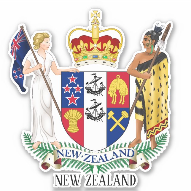 New Zealand National Coat Of Arms Patriotic Sticker (Front)