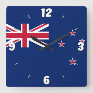 New Zealand National Flag Patriotic Square Wall Clock