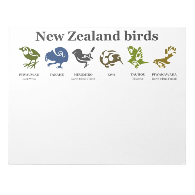 New Zealand Native birds note pad (Front)