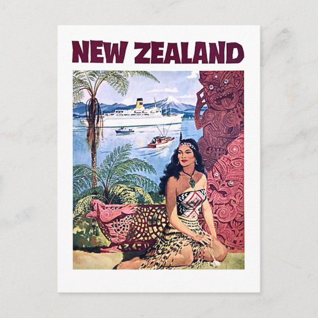 New Zealand, native woman on the coast Postcard (Front)