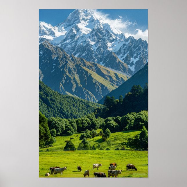 New Zealand Natural Scenery: A Distant View Poster (Front)